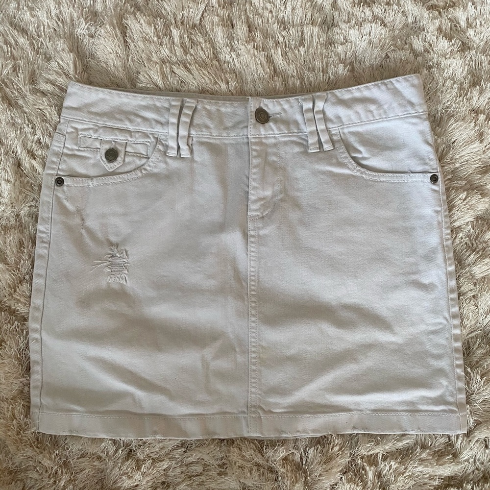 White Denim Mini Skirt